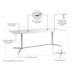 Bush Business Furniture 96W x 42D Boat Shaped Conference Table with Metal Base, White (99TBM96WHSVK)