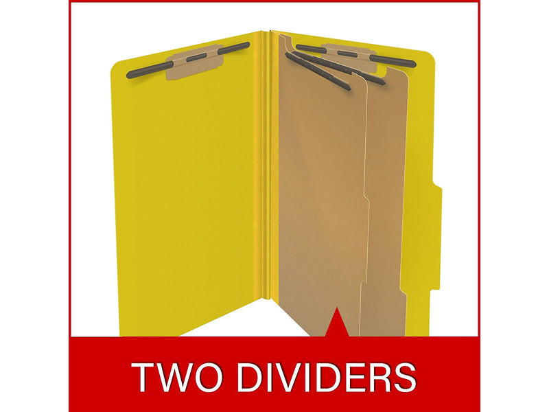 Medical Arts Press Pressboard Classification Folder, 2 Dividers, 2" Expansion, Legal Size, Yellow, 10/Box (DV-T52-26-3YLW)