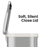 halo TapCan Stainless Steel Rectangular Pedal Sensor Trash Can with AbsorbX Odor Control System, White Trim, 13 Gal. (TC13SW)