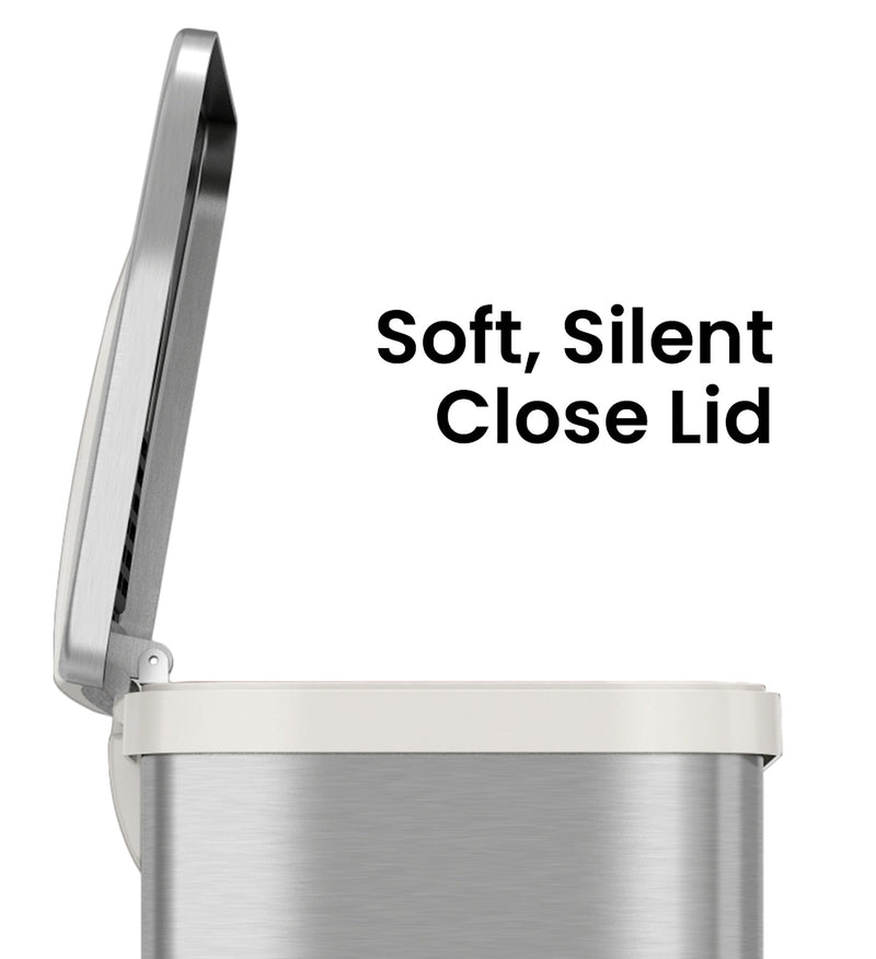 halo TapCan Stainless Steel Rectangular Pedal Sensor Trash Can with AbsorbX Odor Control System, White Trim, 13 Gal. (TC13SW)