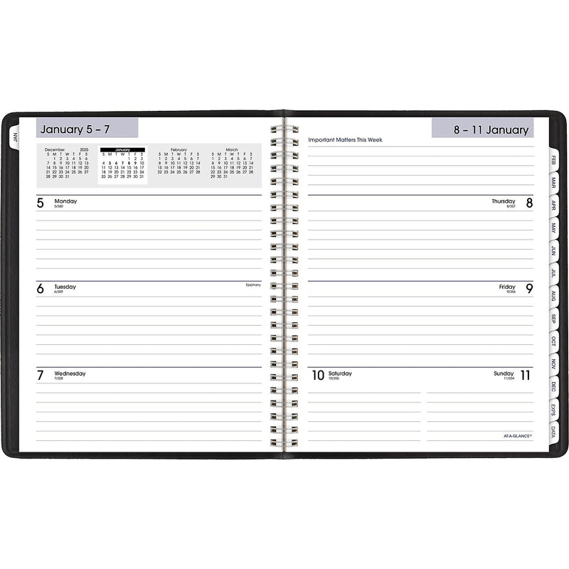 2026 AT-A-GLANCE DayMinder Executive 7" x 8.75" Weekly & Monthly Planner, Faux Leather Cover, Black (G545-00-26)