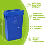 Alpine Industries Polypropylene Recycling Bin, 23 Gallon, Blue, 2/Pack (ALP477-R-BLU-PKG1-2)