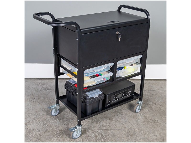 Luxor Metal Mobile File Cart with Swivel Wheels, Black/Gray (UCWS003)