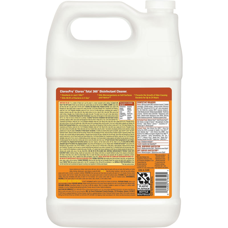 CloroxPro Clorox Total 360 Disinfectant Cleaner, 128 oz., 4/Carton (31650)