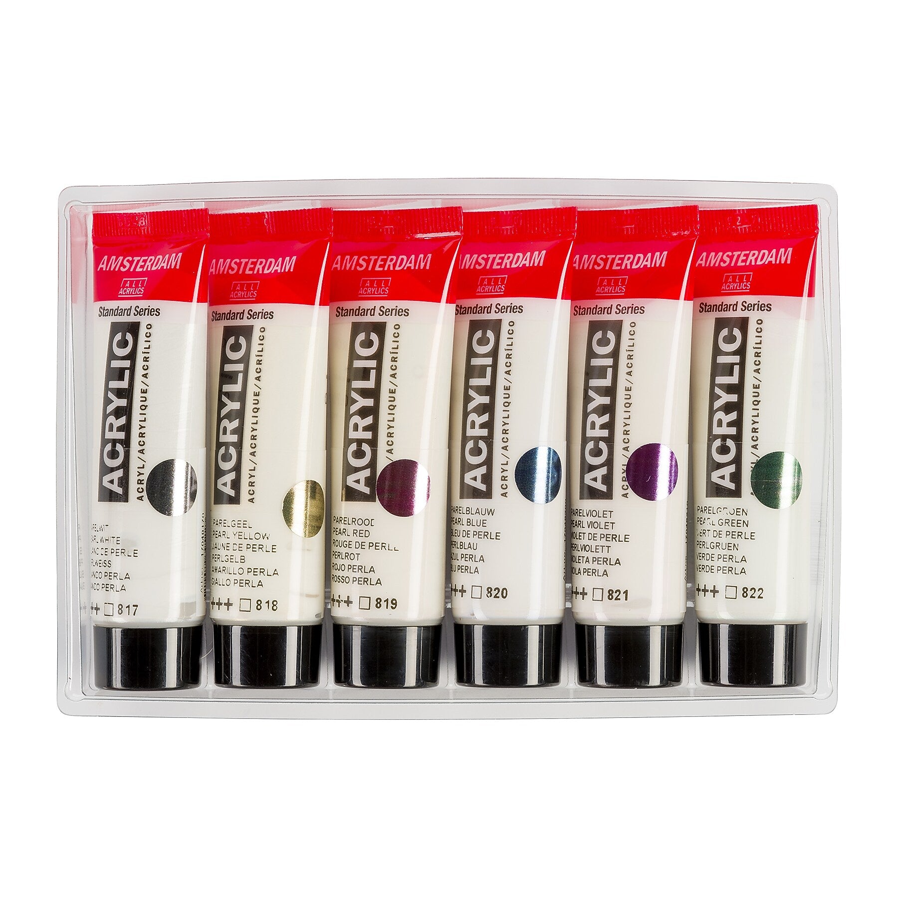 Amsterdam Pearlescent Acrylic Paint, Assorted Colors, 6/Pack (AMS17820506)