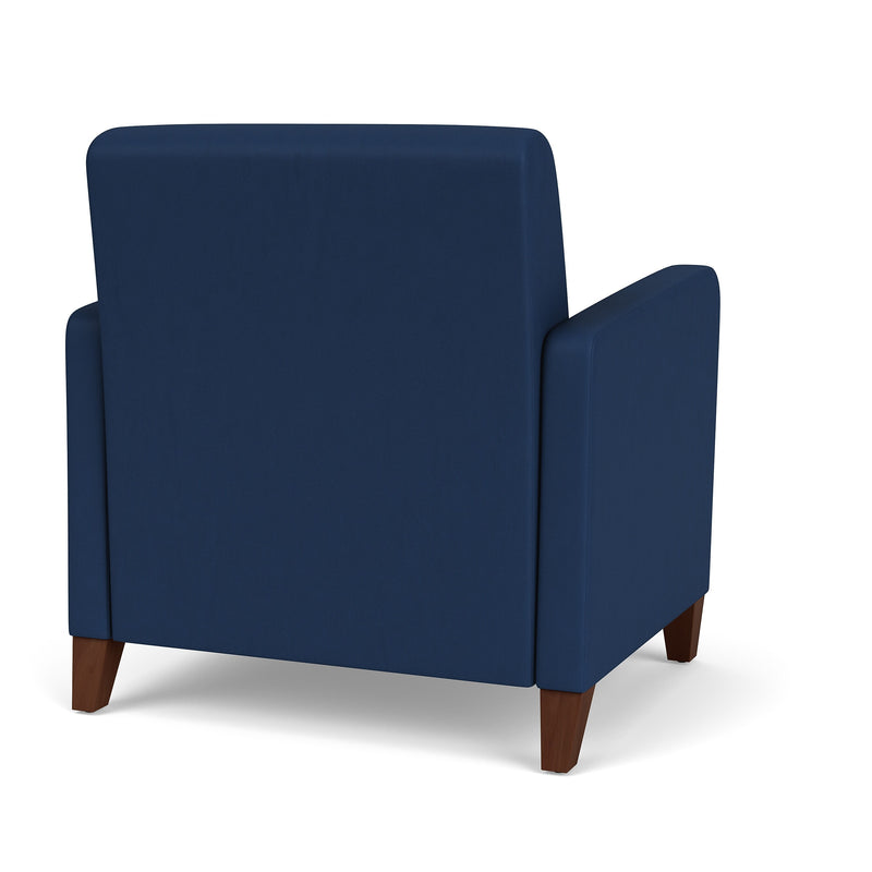 Lesro Ravenna Vinyl Guest Chair, Patriot Plus Imperial Blue/Walnut Wood (RV1201.FWL-01PPIB)