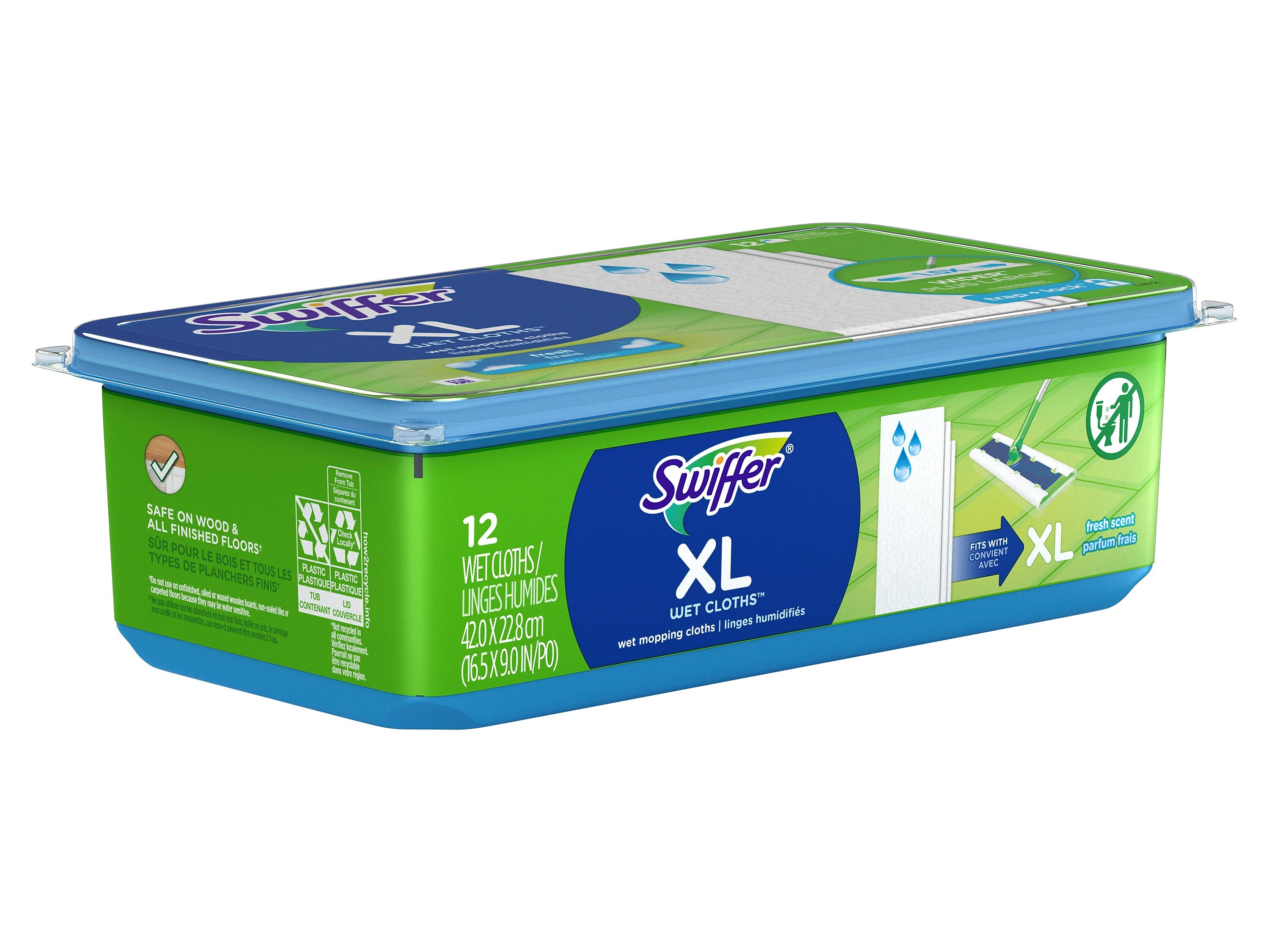 Swiffer XL Sweeper Wet Cloth, Fresh Scent, 12/Pack (74471)