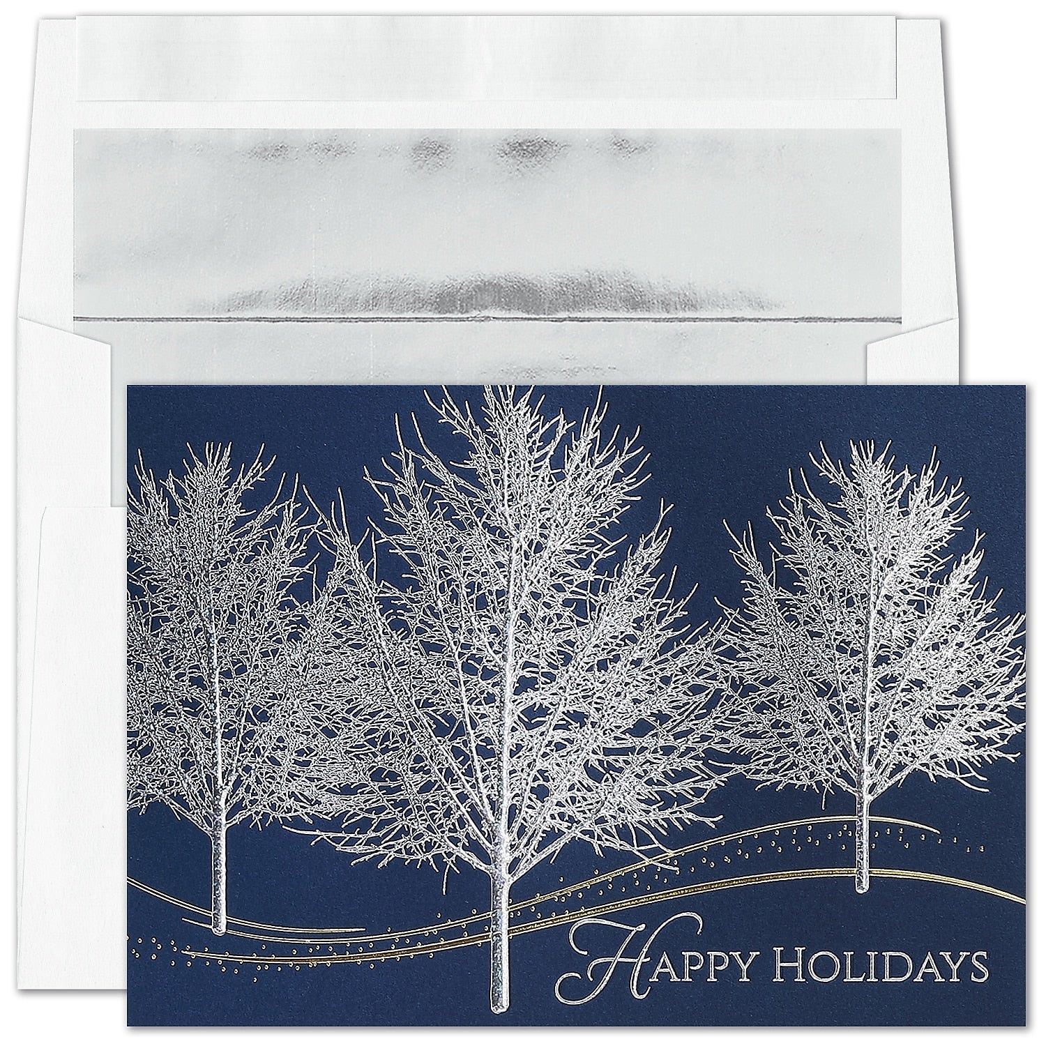 "Glistening Trees" Holiday Card w/ Silver Lined White Envelope, 25/BX
