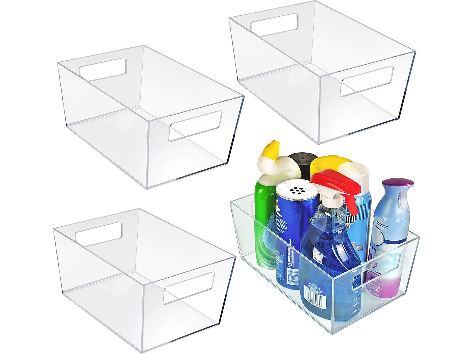Azar Large Open Lid Storage Tote, Clear, 4/Pack (556237-4PK)