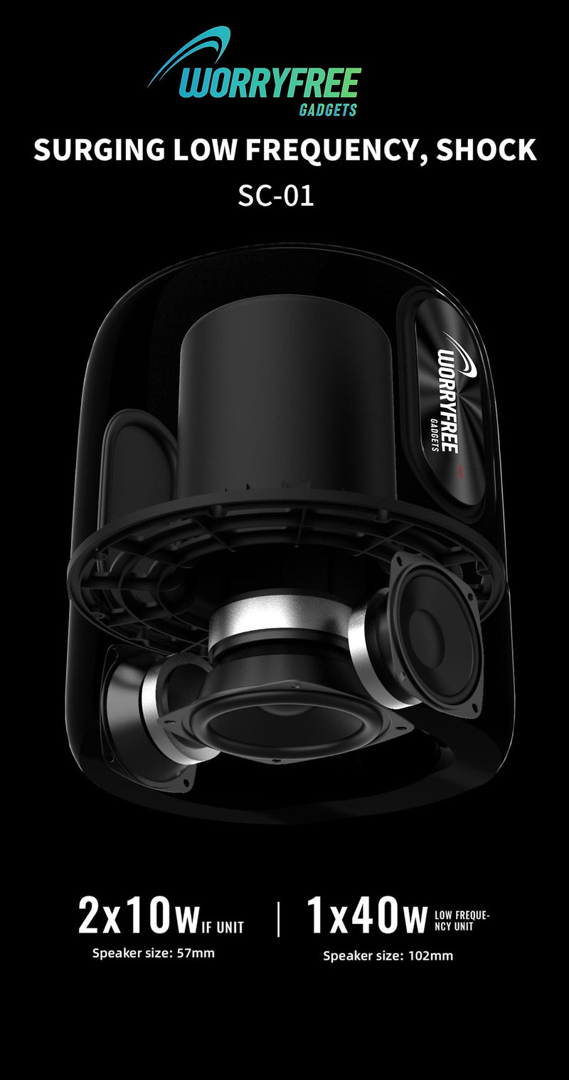 Worryfree Gadgets WSC-01 Wireless Bluetooth Portable Speaker with Microphone, Water Resistant, Black (WSC01-BLK)
