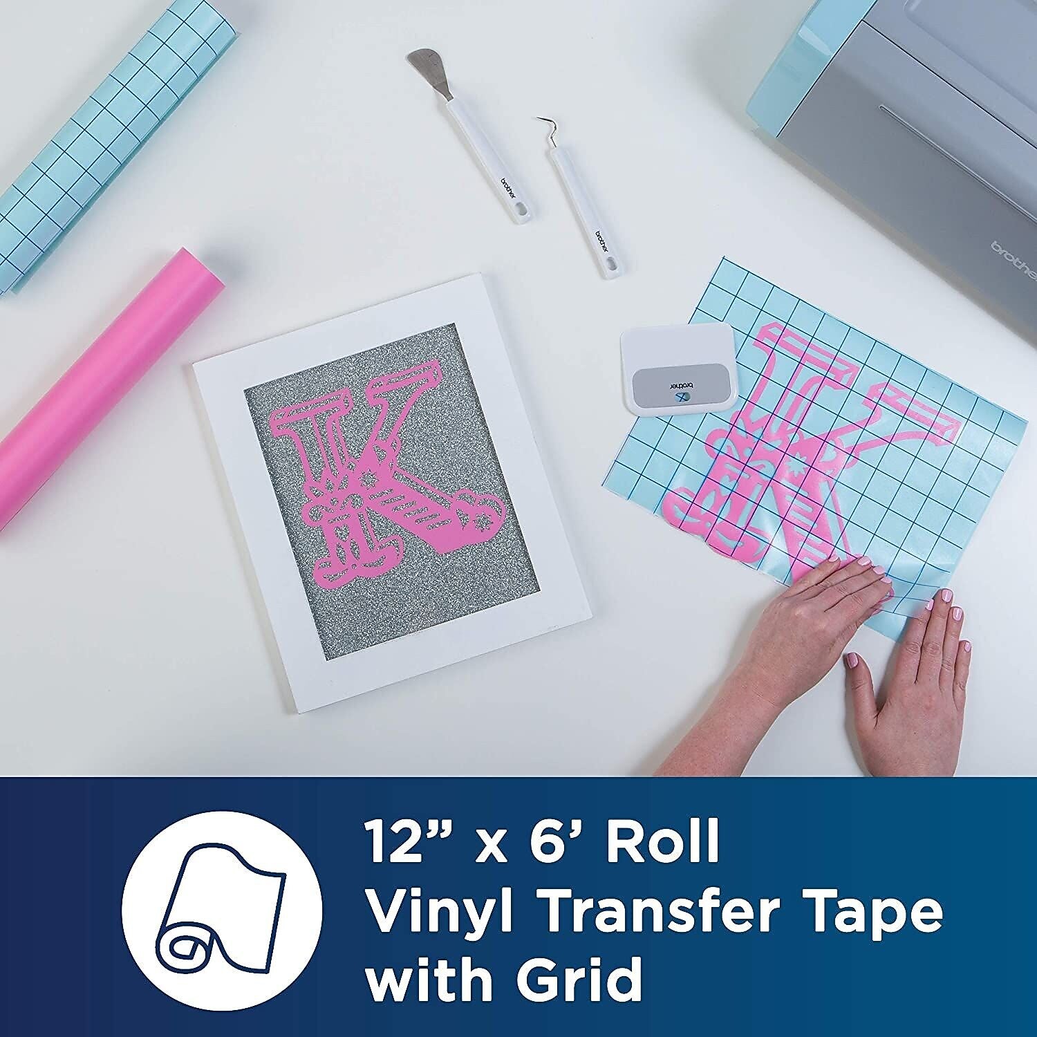 Brother Vinyl Transfer Tape with Grid, 6' Roll (CAVINYLTPG)