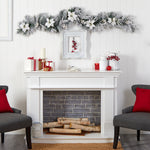 Nearly Natural 6-ft Flocked Poinsettia and Berry Artificial Christmas Garland with 50 Warm White LED Lights (W1312)