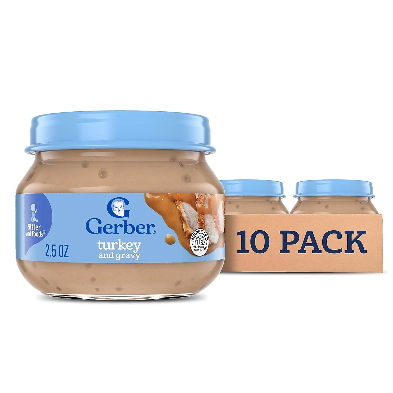 Gerber Turkey and Gravy Puree Baby Food Jar, 2.5 oz., 10 /Pack (220-02581)
