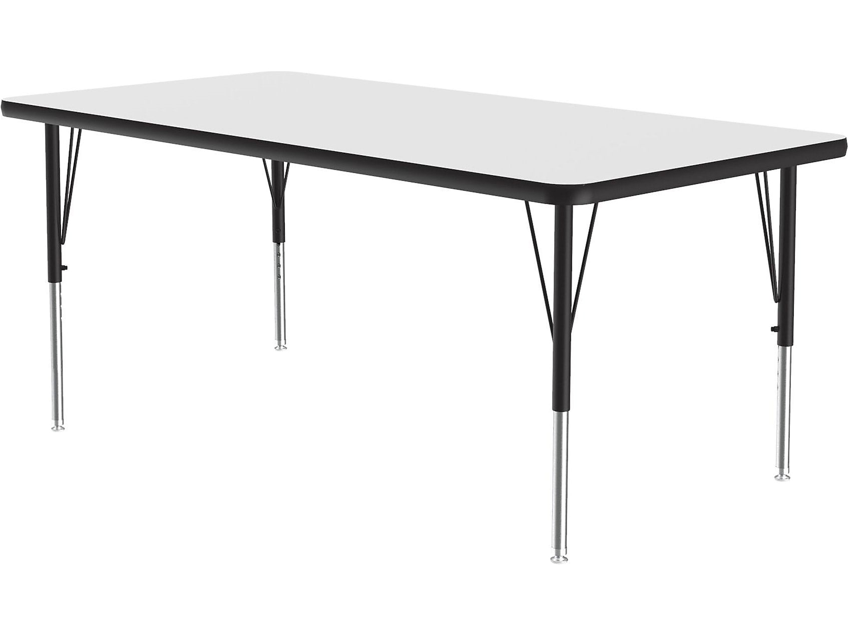 Correll Rectangular Activity Table, 48" x 30", Height-Adjustable, Frosty White/Black (A3048DE-REC-80)