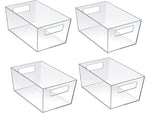 Azar Small Open Lid Plastic Storage Bin, 4" x 9"x 6", 5 Qt., Clear, 4/Pack (556233-4PK)