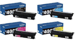 Brother TN433 Black/Cyan/Magenta/Yellow High Yield Toner Cartridges, 4/Pack