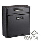 AdirOffice Steel Combination Locking Wall Mounted Interoffice Drop Box Mailbox, Medium, Black (631-05-BLK-KCPK)