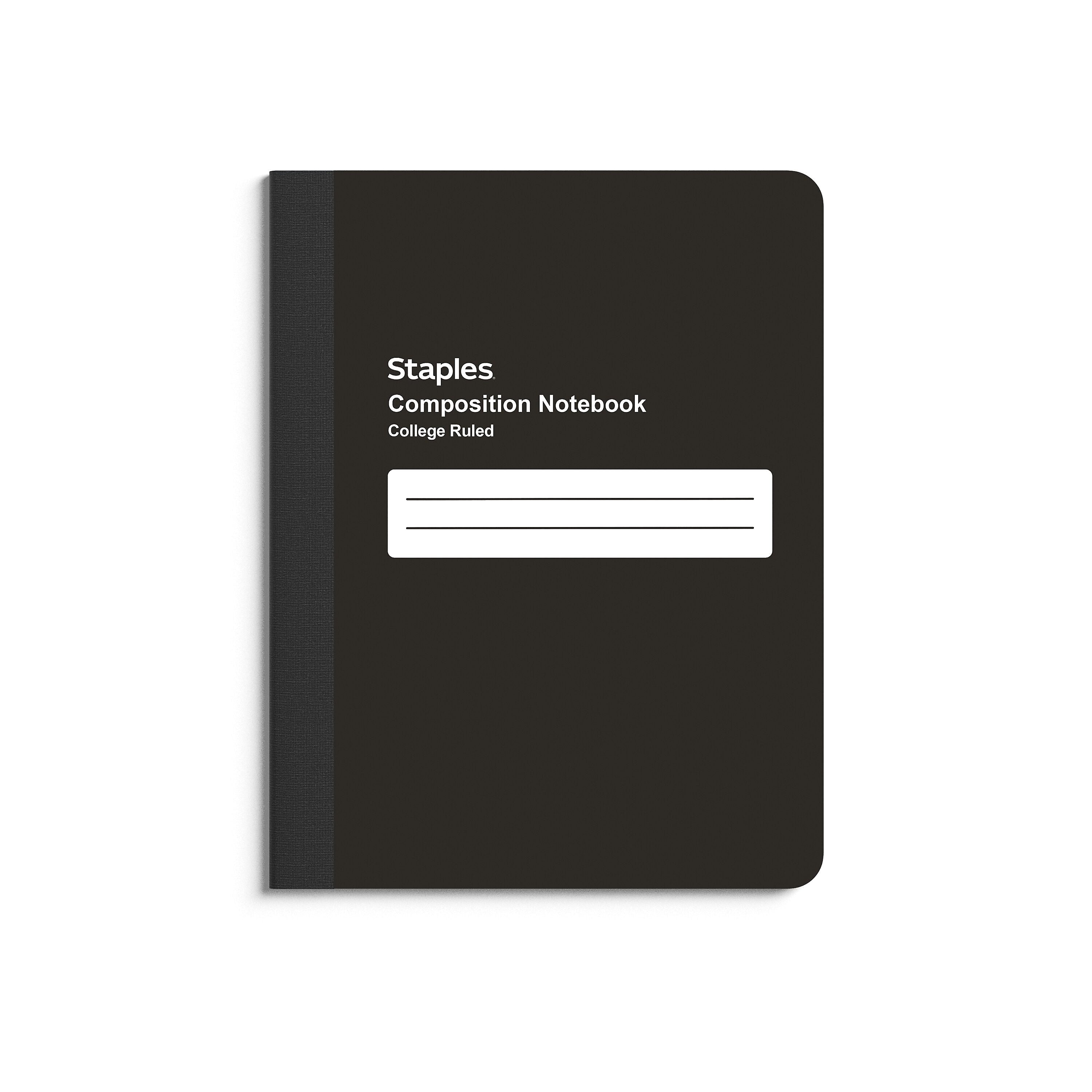 Staples Poly Composition Notebook, 7.5" x 9.75", College Ruled, 80 Sheets, Black (ST55083)