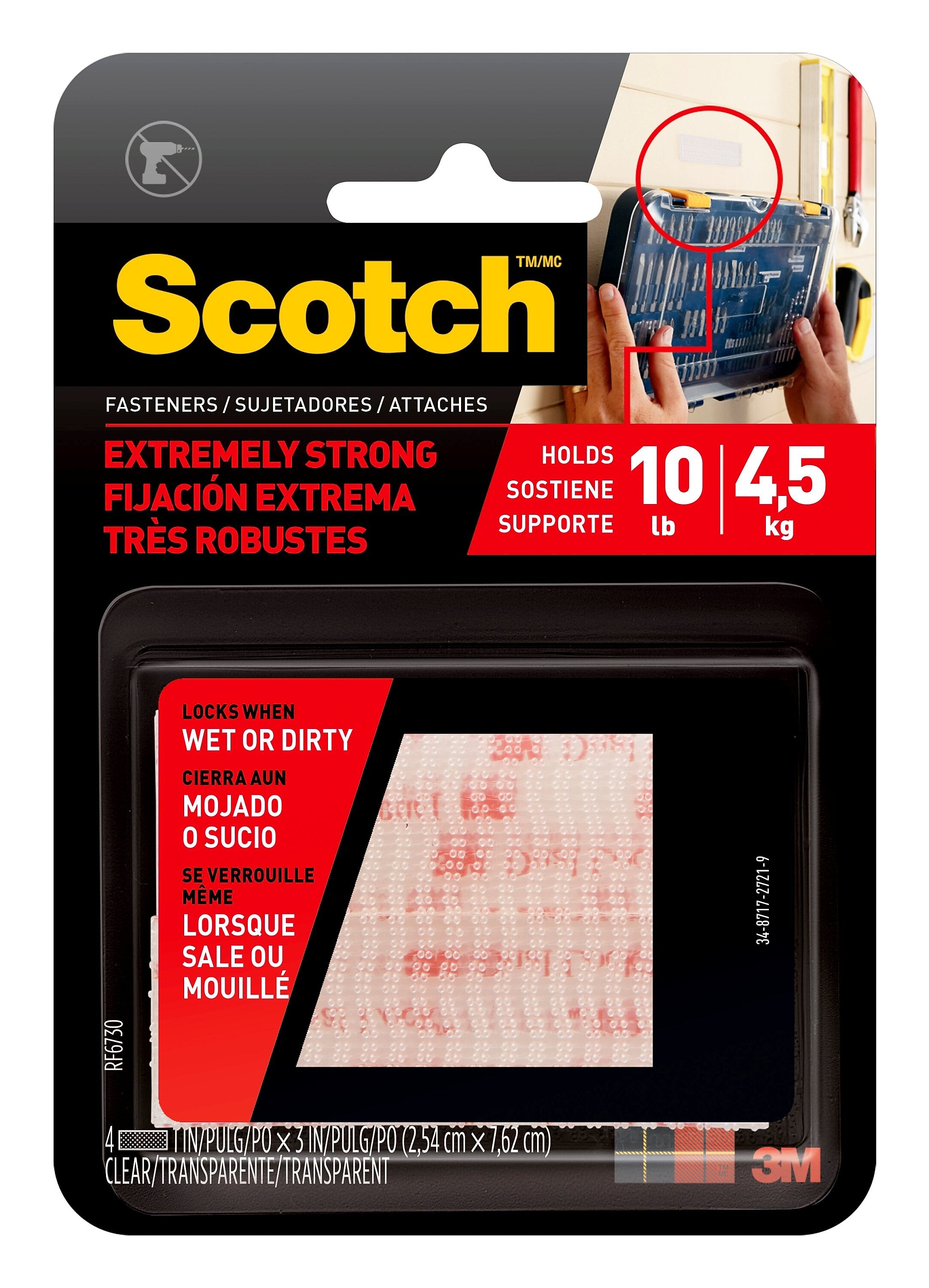 Scotch Extreme Fasteners, Clear, 2/Pack (RF6730)