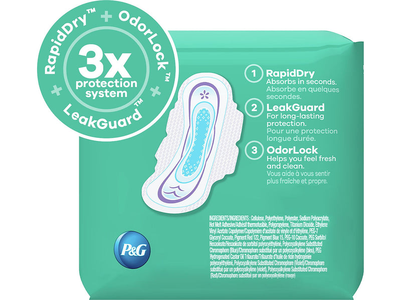 Always Ultra Thin Regular Pad with Wings, Unscented, 22/Pack, 12 Packs/Carton (03339)