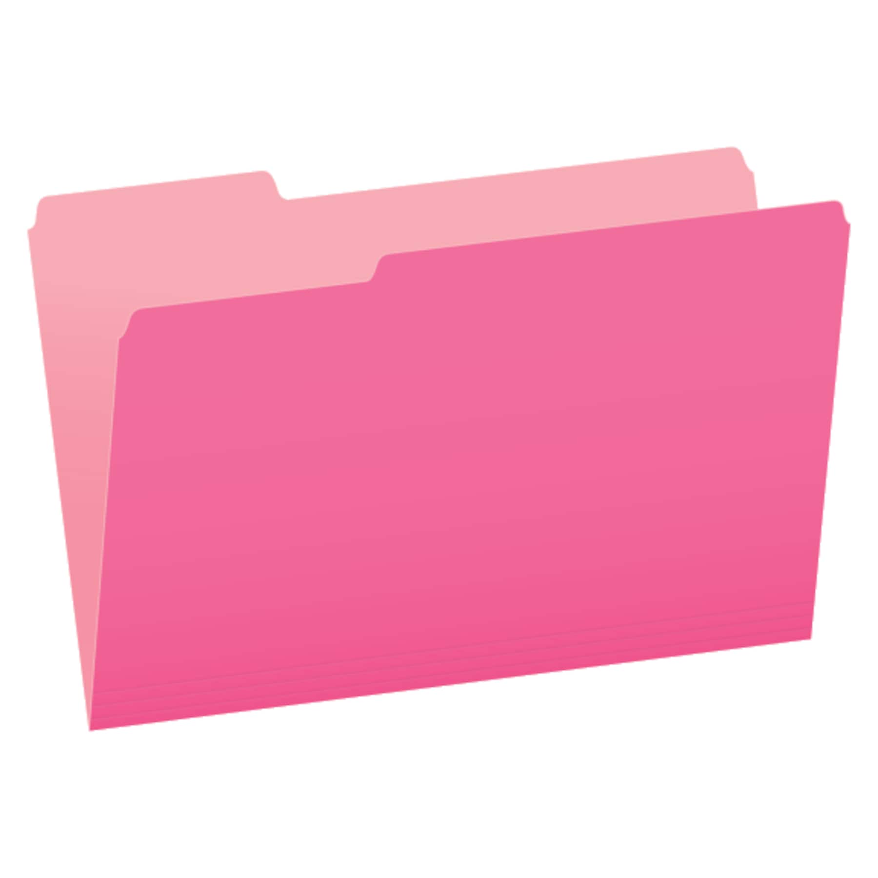 Pendaflex Two-Tone Recycled File Folder, 1/3-Cut Tab, Assorted, Legal Size, Pink, 100/Box (153 1/3 PIN)