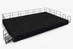NPS 24" Stage Package, 16' x 24', Shirred Pleat Black Skirting, Black Carpet (SG482412C10SS10)