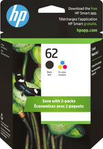 HP 62 Black/Tri-Color Standard Yield Ink Cartridge, 2/Pack (N9H64FN#140)