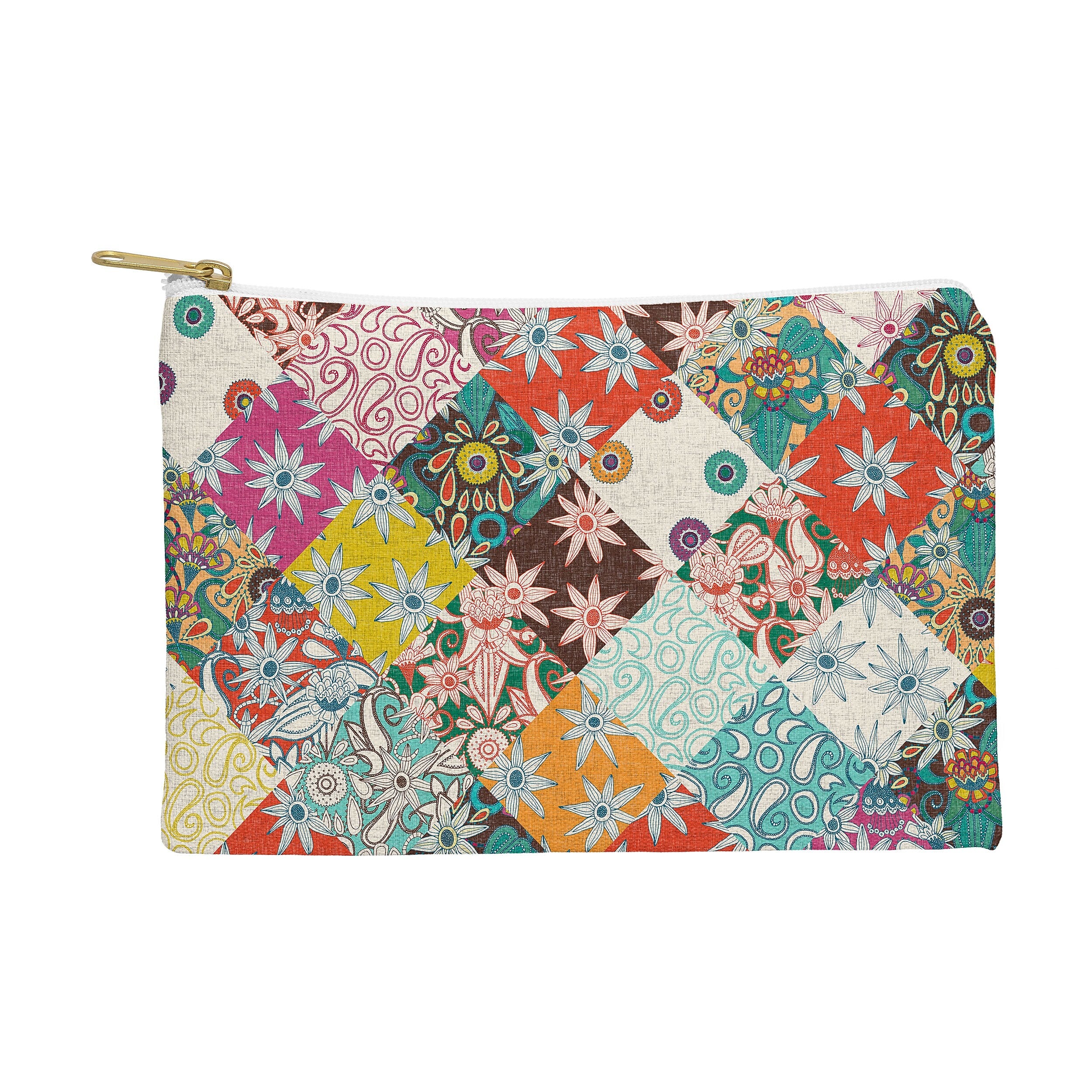 DENY Designs Sarilmak Patchwork 12" Polyester Travel Pouch, Water Resistant, Multicolored (79053-WPOFMD)
