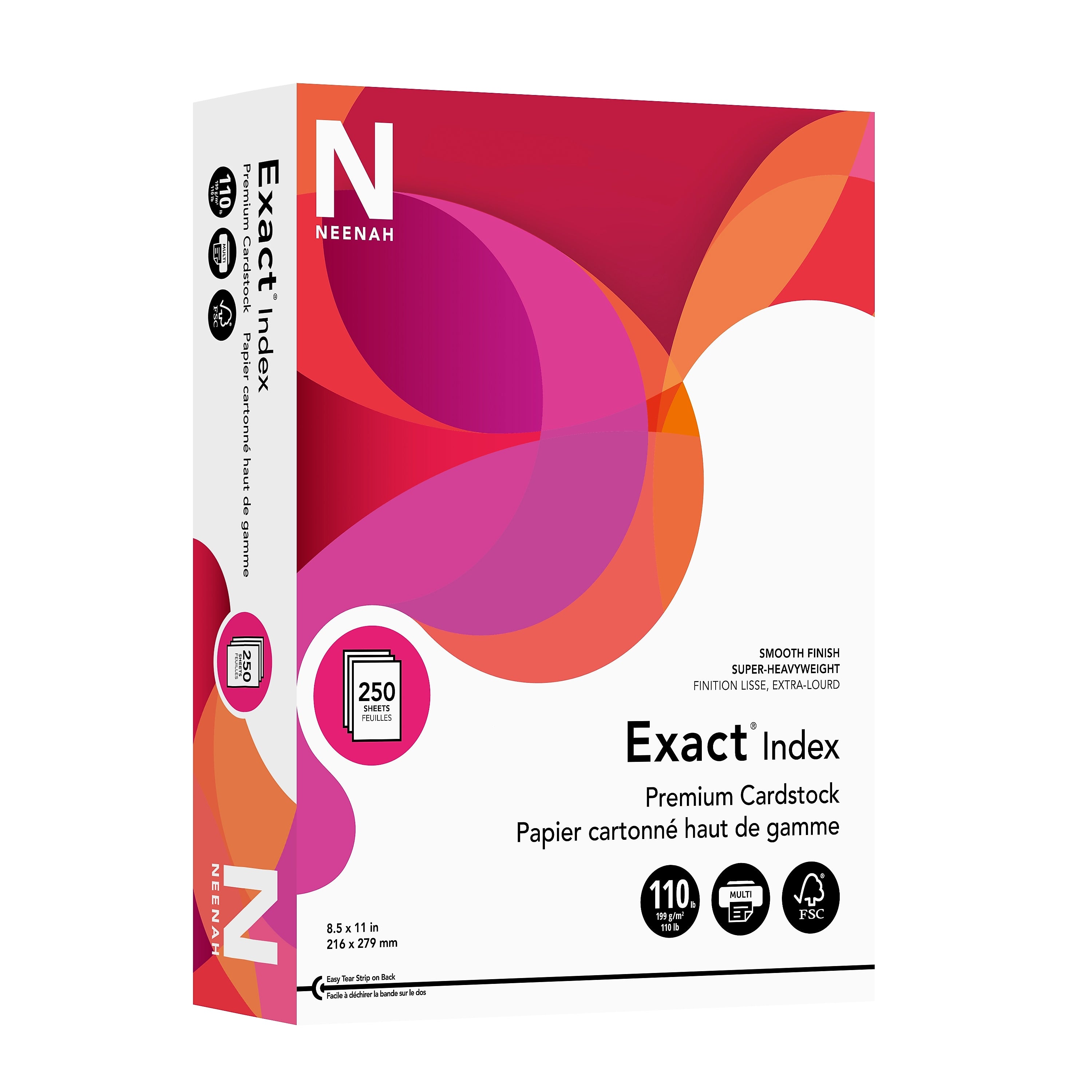 Exact 110 lb. Index Paper, 8.5" x 11", White, 250 Sheets/Pack (40508)