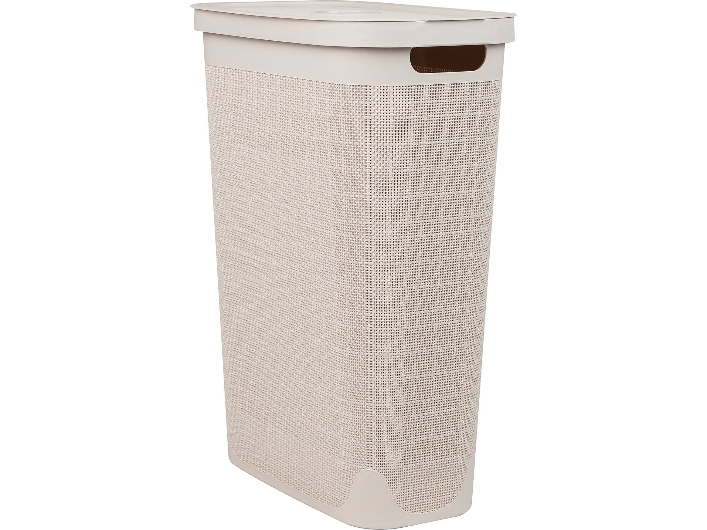 Mind Reader 10.57-Gallon Hamper with Lid, Plastic, Ivory (40FABHAMP-IVO)