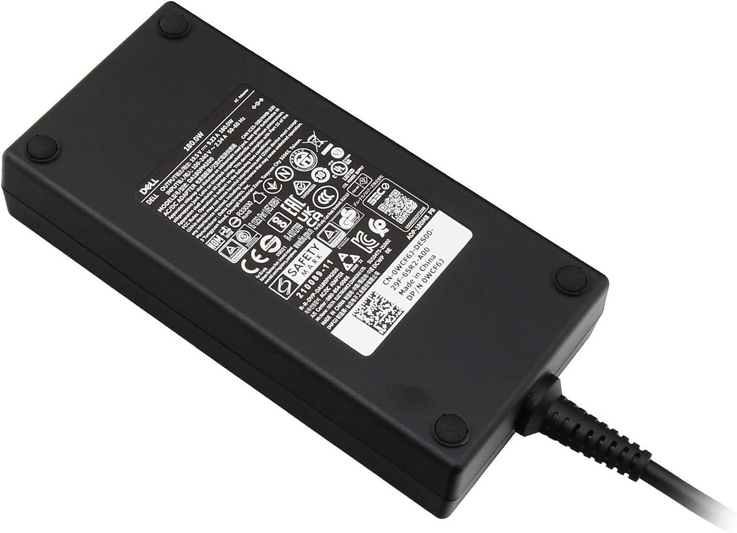 Dell 180W AC Adapter for Dell Laptops, Black (WCF6J)