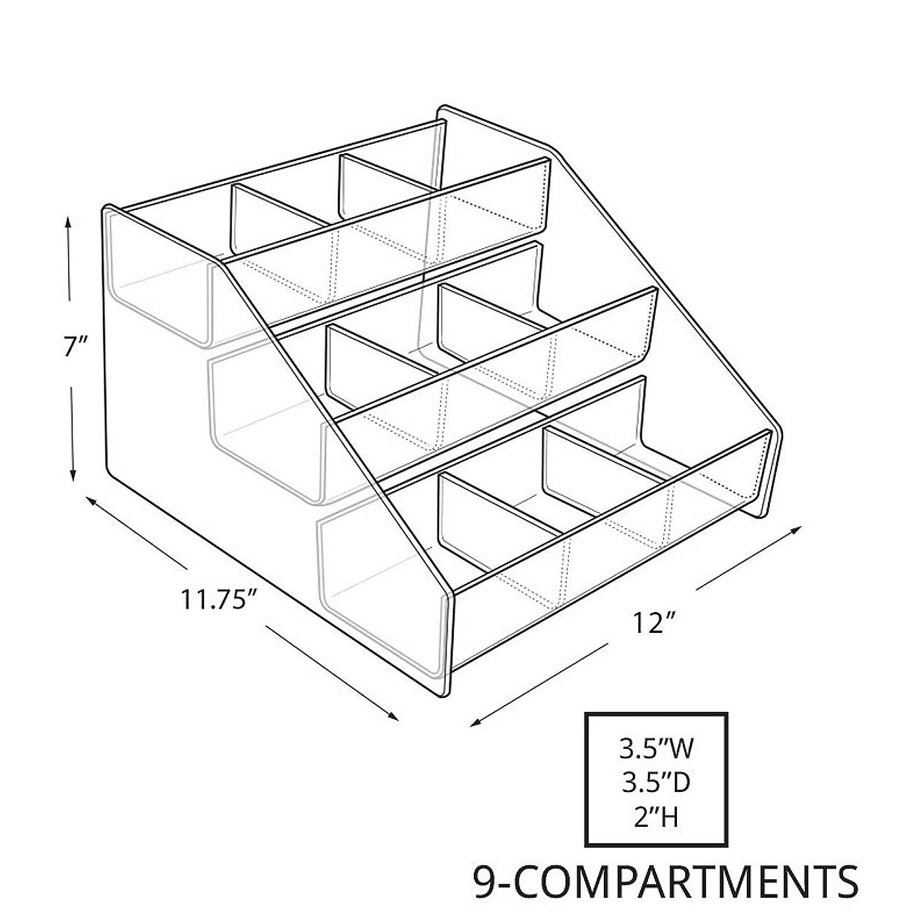 Azar Non-Specified Holder, 12" x 7", Horizontal, Table Top, Clear, Acrylic (326039)