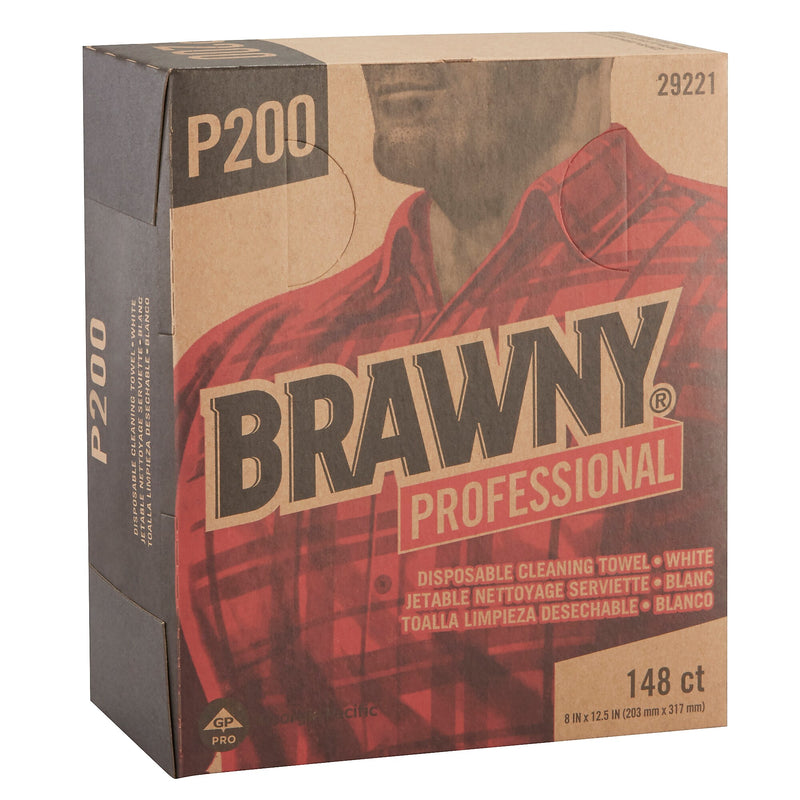 Brawny P200 Paper Cleaning Wipers, 12.5" x 8", White, 20/Carton (29221)