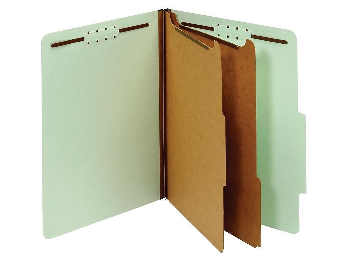 Pendaflex Pressboard Classification Folder, 2-Dividers, 2 1/2" Expansion, Letter Size, Light Green, 10/Box (24076R)