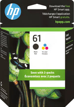 HP 61 Black/Tri-Color Standard Yield Ink Cartridge, 2/Pack (CR259FN#140)