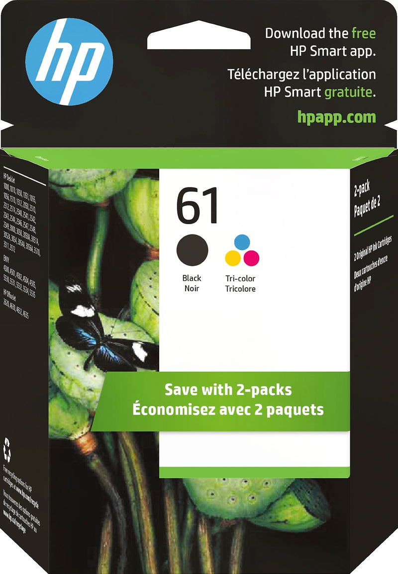 HP 61 Black/Tri-Color Standard Yield Ink Cartridge, 2/Pack (CR259FN#140)