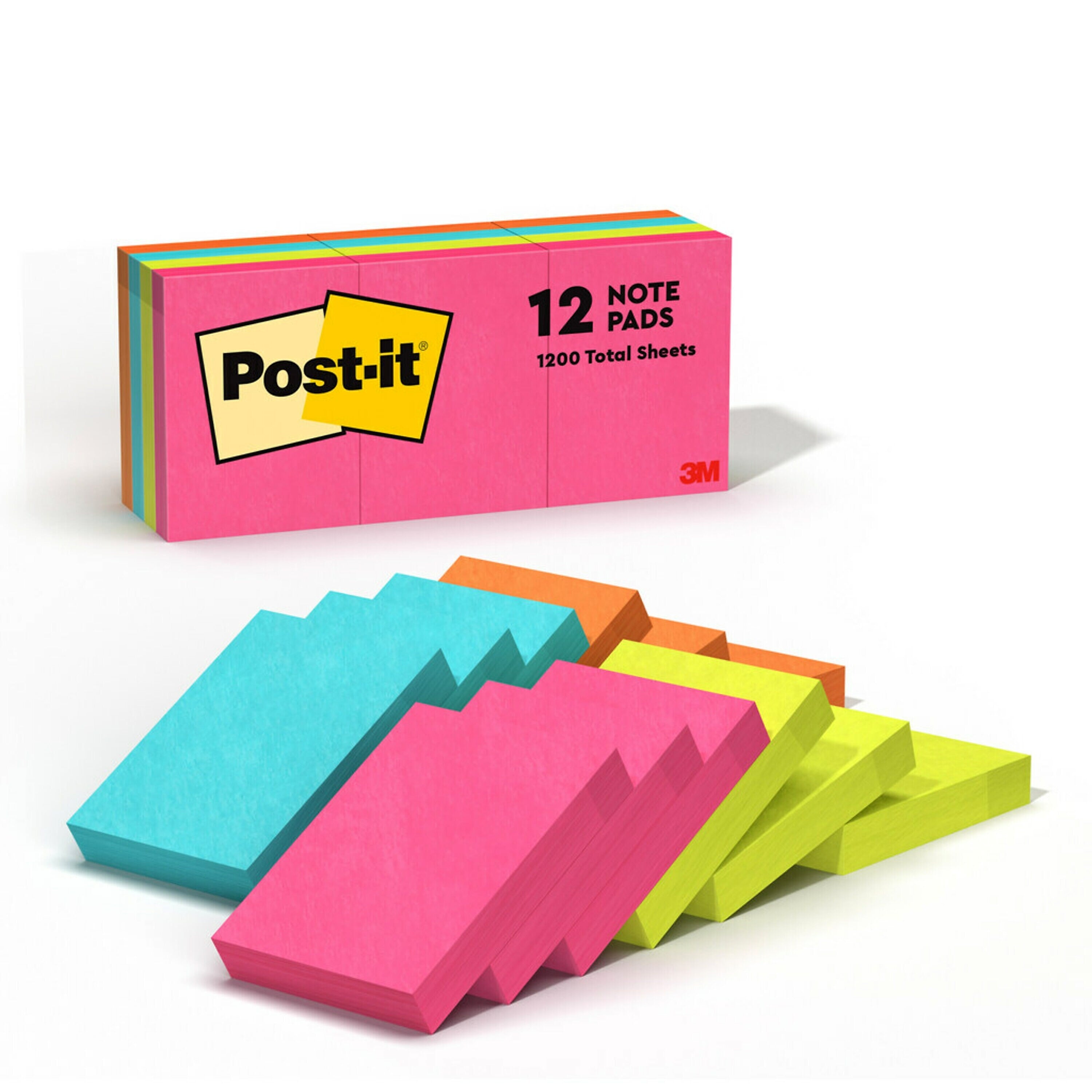 Post-it Notes, 1 3/8" x 1 7/8", Poptimistic Collection, 100 Sheet/Pad, 12 Pads/Pack (653AN)