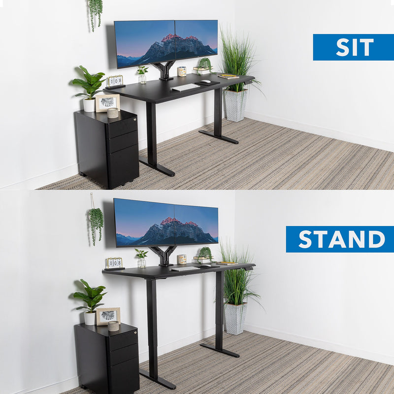 Mount-It! Dual Motor 60"W Electric Adjustable Standing Desk, Black (MI-18121)