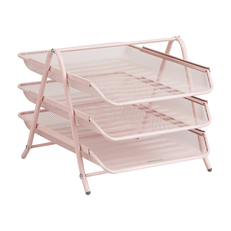Mind Reader Metal Front Loading Letter Tray, Pink (3TPAPER-PNK)