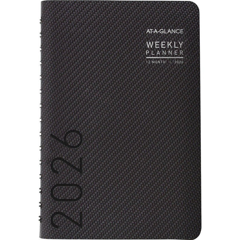 2026 AT-A-GLANCE Contemporary 5" x 8" Weekly & Monthly Planner, Faux Leather Cover, Charcoal (70-100X-45-26)