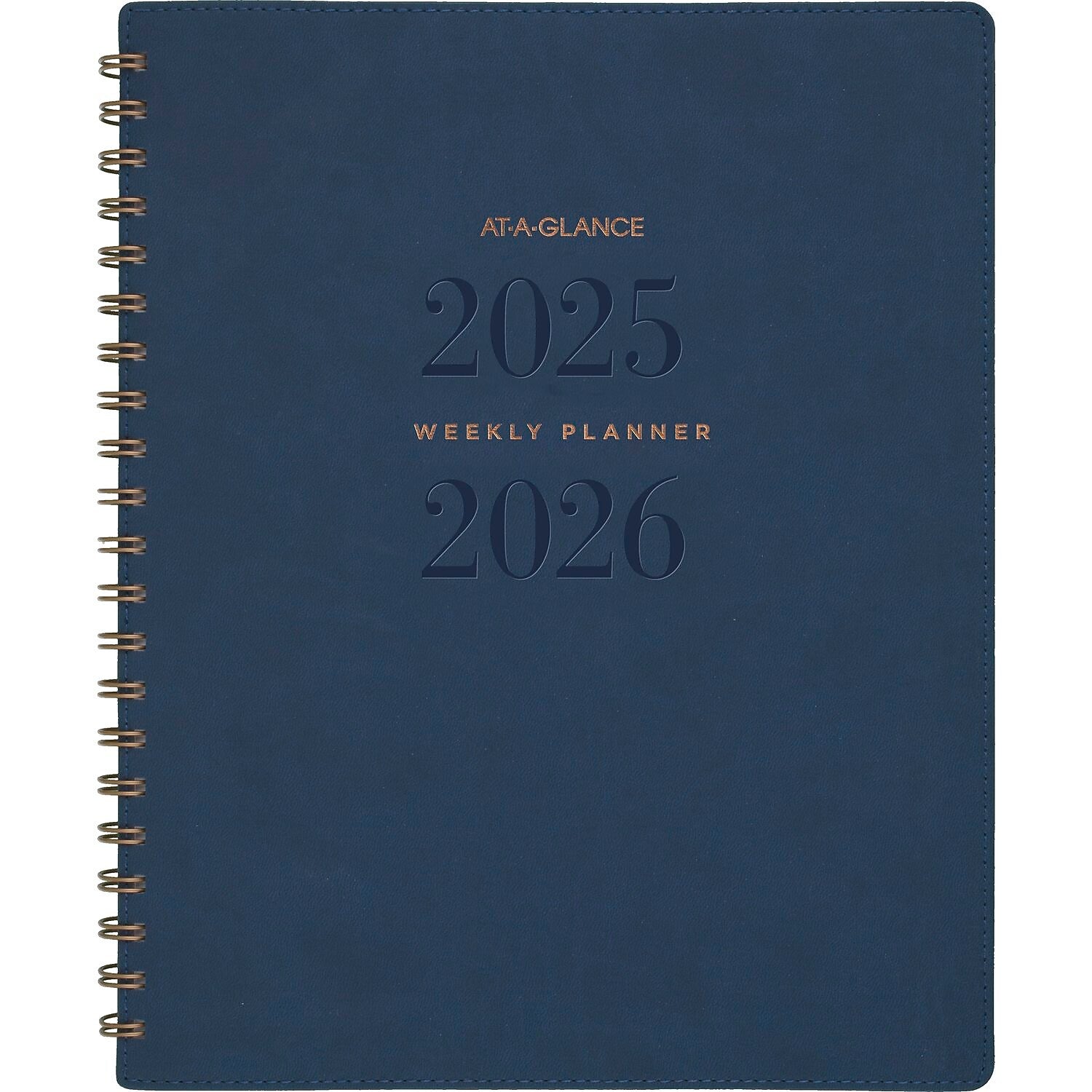 2025-2026 AT-A-GLANCE Signature 8.5" x 11" Academic Weekly & Monthly Planner, Faux Leather Cover, Navy