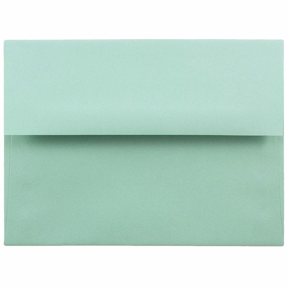 JAM Paper A6 Booklet Envelope 4 3/4" x 6 1/2", Aqua Blue, 100/Pack (157460d)