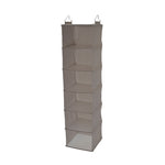 Household Essentials Hanging Closet Organizer, 6 Fabric Poly Linen Shelves (7402-1)