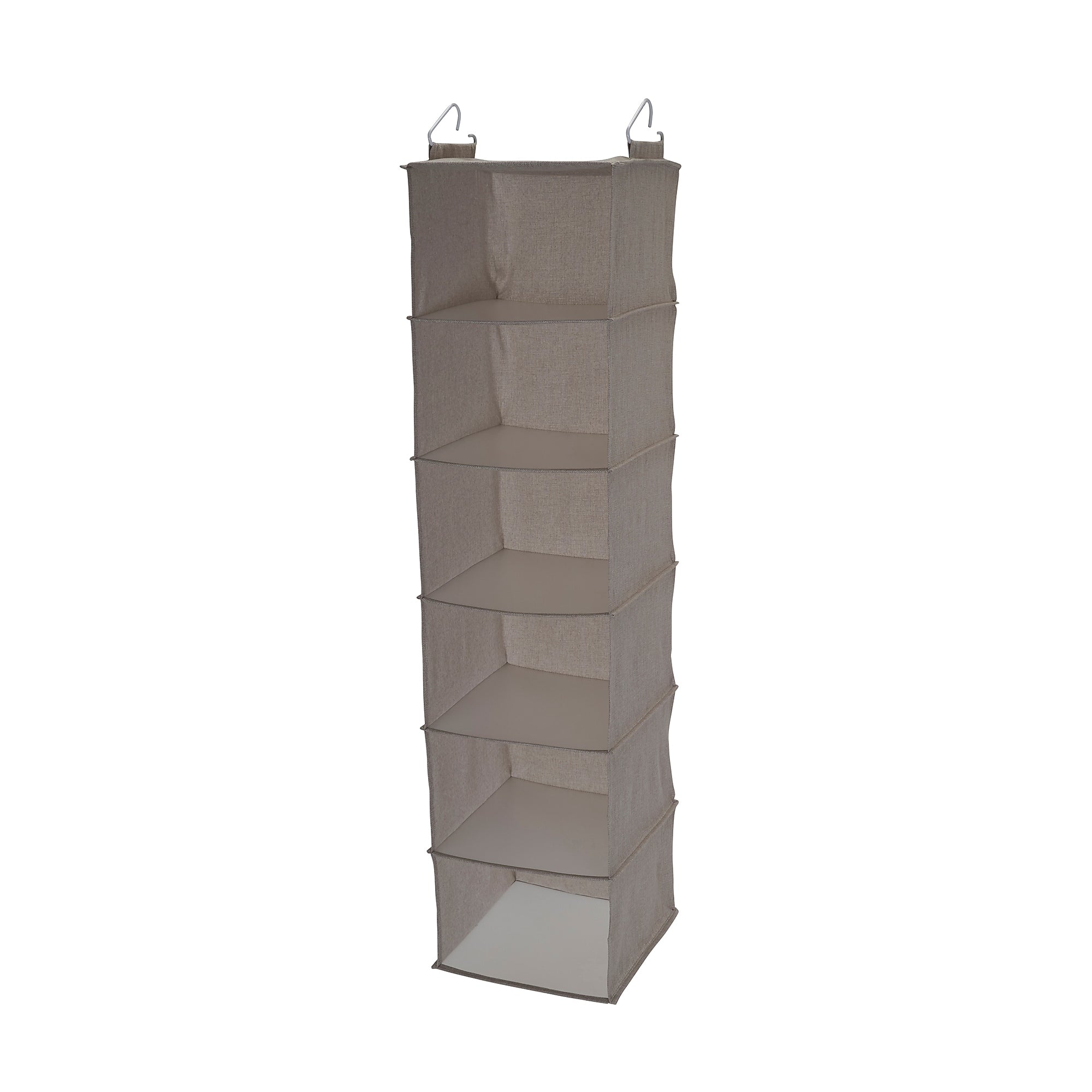 Household Essentials Hanging Closet Organizer, 6 Fabric Poly Linen Shelves (7402-1)