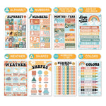 Hadley Designs 17" x 11" Retro Boho Preschool Educational Posters For Toddlers, Laminated, 16/Set (HDDX004ACFGE5)