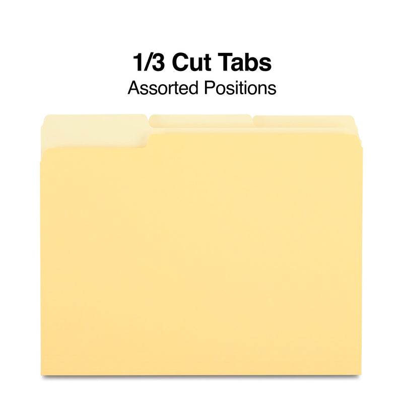 Staples File Folders, 1/3-Cut Tab, Letter Size, Yellow, 100/Box (ST224535-CC)