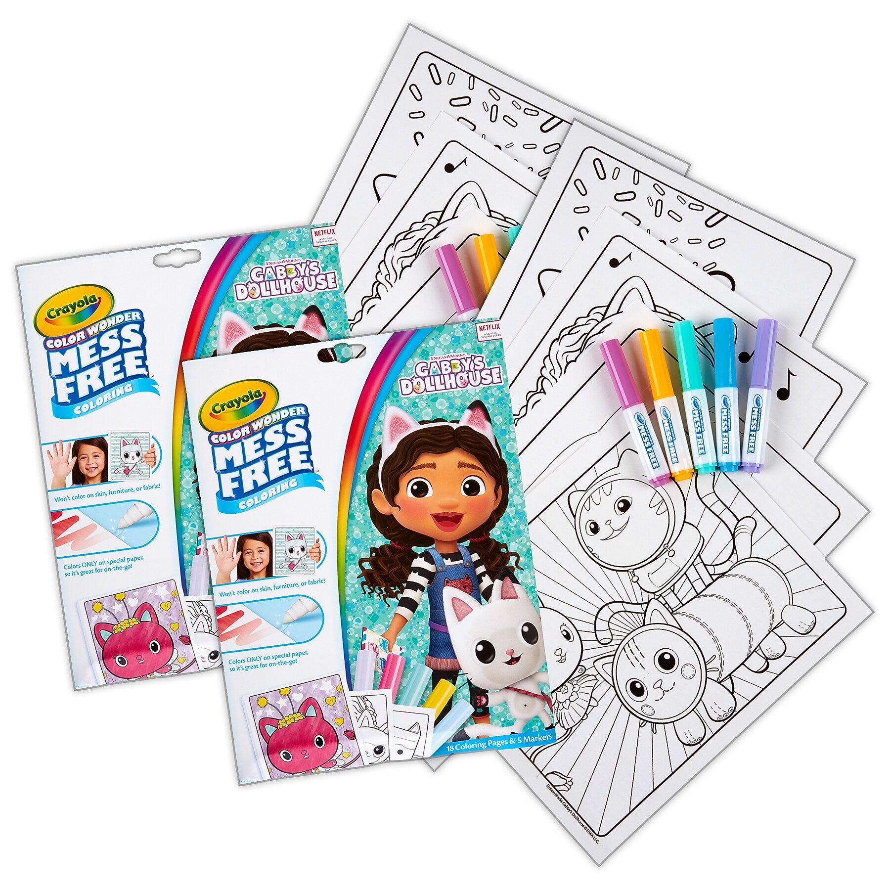 Crayola Color Wonder: Gabby's Dollhouse Coloring Book, 18 Pages, 2 Sets/Bundle (BIN752835-2)