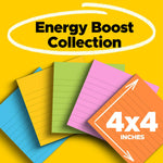 Post-it Super Sticky Notes, 4" x 4", Energy Boost Collection, Lined, 90 Sheet/Pad, 6 Pads/Pack (6756SSUC)