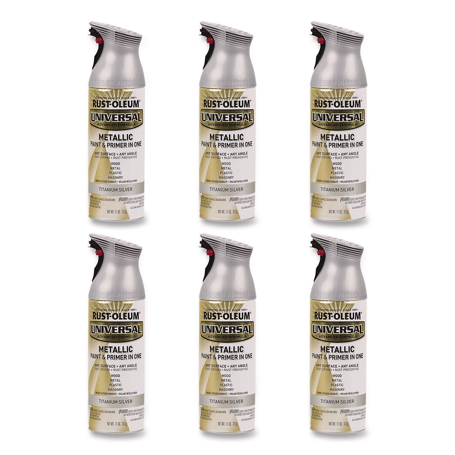 Rust-Oleum Universal Premium Spray Paint, Silver, 12 oz., 6/Carton (245220)