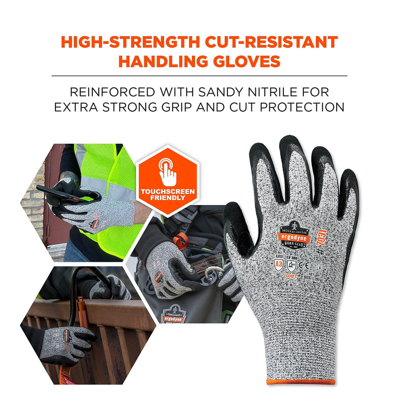 Ergodyne ProFlex 7031 Nitrile Coated Cut-Resistant Gloves, XXL, A3 Cut Level, Gray, 144 Pairs (17886)
